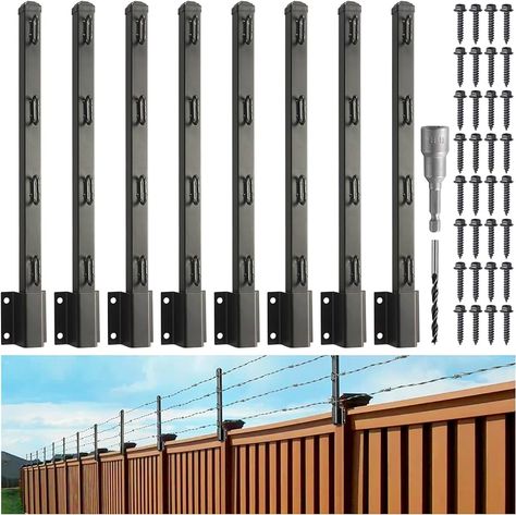 Amazon.com : Epcee Fence Post Extender, 23.5" Fence Barbed Wire Extend Arm，for Outdoor Fences to Increase Height, Protect Privacy and Pets Jumping Off (Wooden Wall-4 Pack) : Patio, Lawn & Garden Wood Fence Post, Wire Lights, Fence Post, Barbed Wire, Ceiling Fan In Kitchen, Wood Fence, Bath Fixtures, Concrete Wall, Holiday Lights