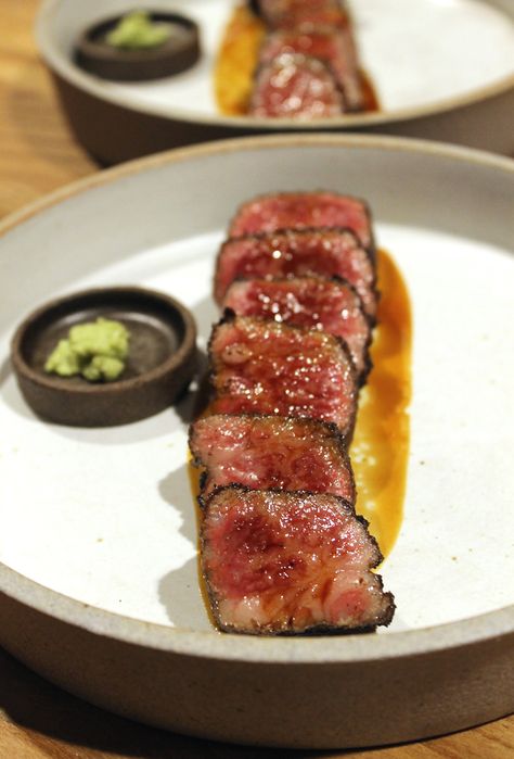 The rarely seen A5 Wagyu tri-tip. Wagyu Steak Appetizer, Wagyu Beef Appetizer, Wagyu Steak Recipe, A5 Wagyu Steak, Fatty Steak, Wagyu Recipes, Wagyu A5, Steak Ideas, Wagyu Meat