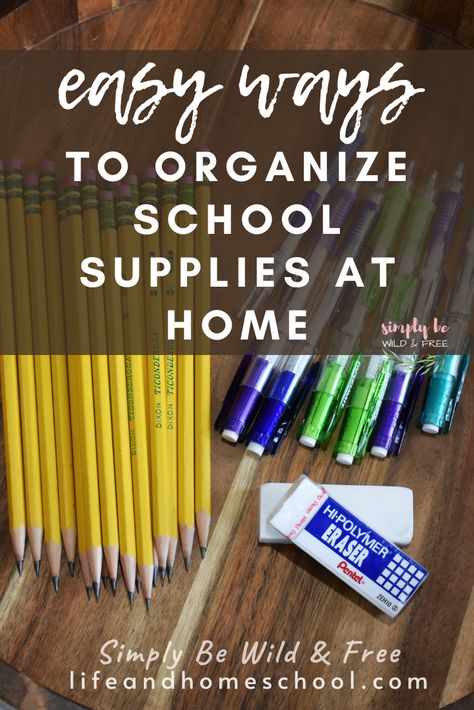 Super simple homeschool organization! Organize School Supplies At Home, Homeschool Organization Ideas, Organize Homeschool Supplies, Organizing School Supplies, Organize School Supplies, Organize School, Organizing School, School Supply Storage, Supply Organization