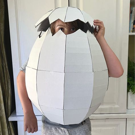 DIY Cardboard Costumes | Zygote Brown Designs Humpty Dumpty Costume, Easter Egg Costume, Humpty Dumpty Egg, Costume Template, Halloween Booth, Cardboard Costumes, Head Template, Egg Costume, Cardboard Costume