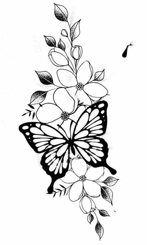 Flower Tattoo Stencil, Business Tattoo, Flowers Tattoo Design, Flower Tattoo Stencils, Butterfly With Flowers, Butterfly With Flowers Tattoo, Butterfly Tattoo Stencil, Saved Tattoo, Hand Tattoos For Girls