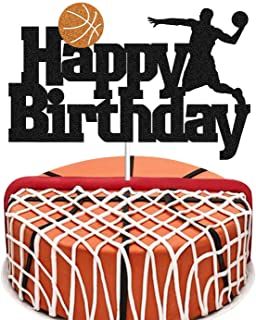 Happy Birthday Basketball, Basketball Cake Topper, Basketball Cakes, Little Mermaid Cake Topper, Glitter Decorations, Sports Cakes, Basketball Theme Party, Happy Birthday Black, Basketball Cake