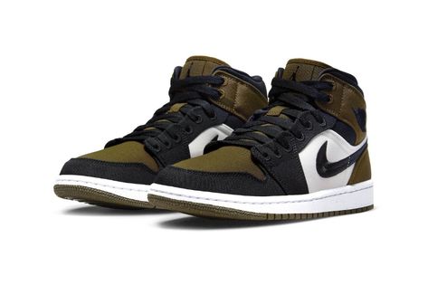 Air Jordan 1 Mid “Olive Toe” Release Info | HYPEBEAST Jordan 1 Mid Olive Toe, Logo Wings, 70s Converse, Nike X Travis Scott, Sneaker Shop, Low Air Jordan 1, Air Jordan 1 Mid Se, Converse Run Star, Valerian