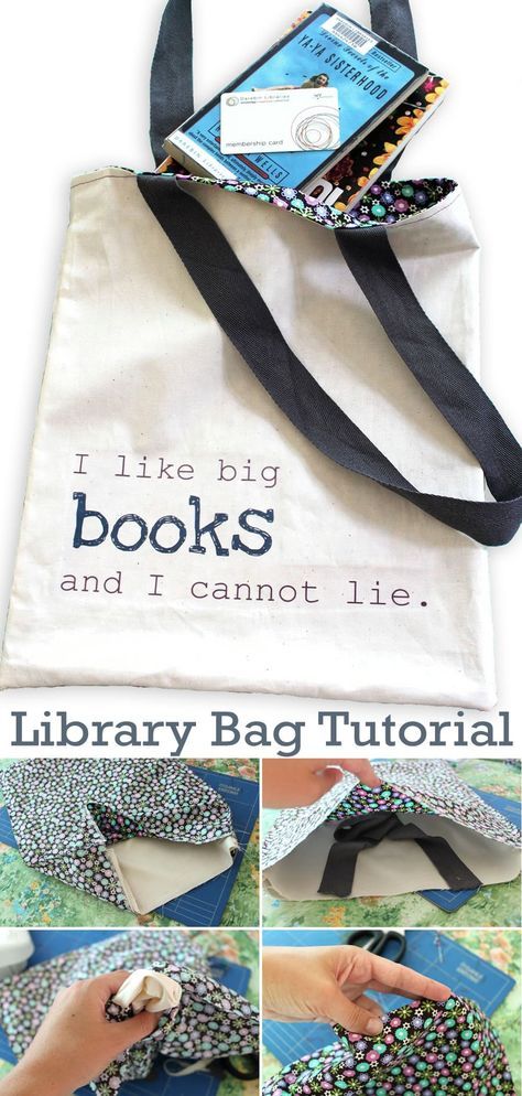 I decided I needed a new library bag. I wanted my library bag to be fun, but grown up. Inspired by a slogan I’ve seen on Pinterest and other places on the web, here is my finished product! Sewing Seams, Big Books, Books Library, Library Bag, Sewing Bags, My Library, Bag Tutorial, Membership Card, Bags Tutorial