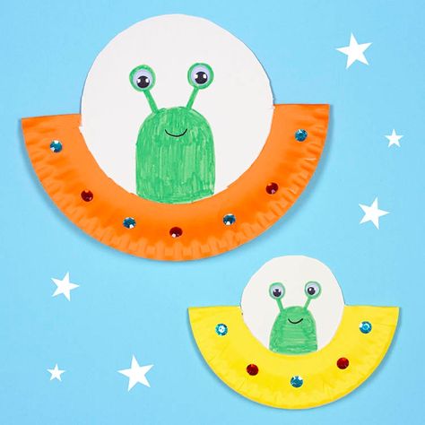 Spaceship Craft, Outer Space Crafts, Space Week, Space Crafts For Kids, Alien Crafts, مشروعات العلوم, Paper Plate Crafts For Kids, Sistem Solar, Summer Camp Crafts