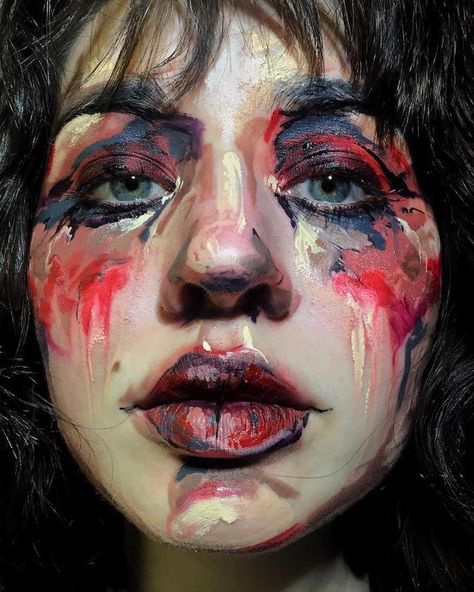 Body Art Makeup Artist Uses Faces as Canvas for Abstract Paintings Fantasy Make-up, Halloweenský Makeup, Pop Art Makeup, Drag Make-up, Siluete Umane, Alternative Makeup, Idee Cosplay, Photographie Portrait Inspiration, Art Makeup