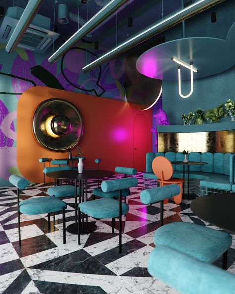 Sputnik on Behance Modern Restaurant Design, Nightclub Design, Bar Interior Design, Modern Restaurant, Bar Interior, Lounge Design, Bar Design Restaurant, Cafe Interior Design, Restaurant Interior Design