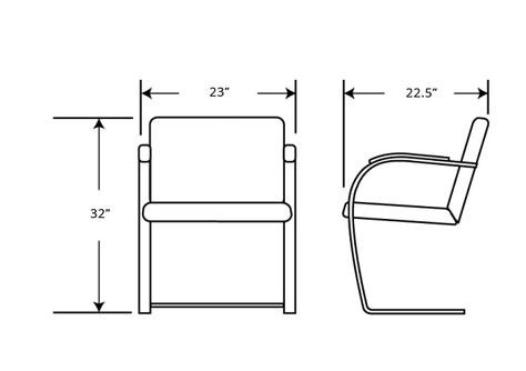 Dimensions for Brno Chair Brno Chair, Farnsworth House, Welded Furniture, Rove Concepts, Interior Design Sketches, Technical Drawings, Cantilever Chair, Van Der Rohe, Chair Dimensions