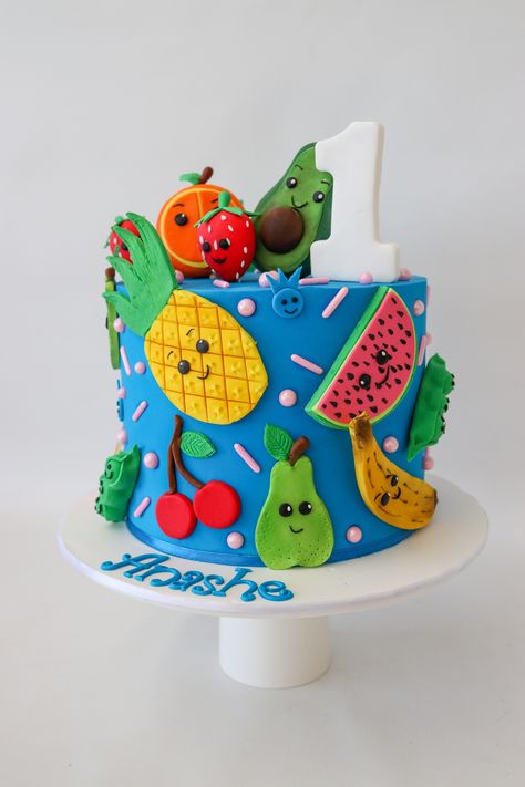 Dancing Fruit Birthday Cake, Dancing Fruit Cake, Dancing Fruit Birthday Party, Planning 1st Birthday Party, Fruit Birthday Cake, Happy Fruit, Fruit Birthday Party, Fruit Cartoon, Fruit Birthday