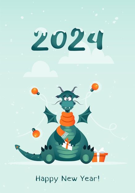 New Year Card Design, Chinese New Year 2024, Christmas Dragon, New Year Pictures, Instagram Editing Apps, New Years Poster, Dragon Illustration, 카드 디자인, New Year Designs