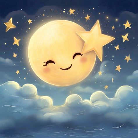 Pekný Večer, Cute Good Night, Good Night Greetings, Good Night Wishes, Celestial Art, Good Night Sweet Dreams, Beautiful Moon, Moon And Stars, Pics Art