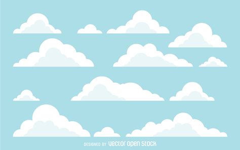 Bright Blue Sky, Cloud Illustration, Material Design Background, Flat Background, Cloud Tattoo, Cloud Vector, Plant Vector, Sky Design, Clouds Design