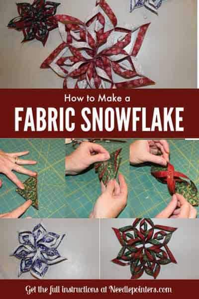 Fabric Snowflake, Snowflake Fabric, How To Make Snowflakes, Ornaments Homemade, Folding Origami, Folded Fabric Ornaments, Quilted Ornaments, Patterns Fabric, Quilted Christmas Ornaments