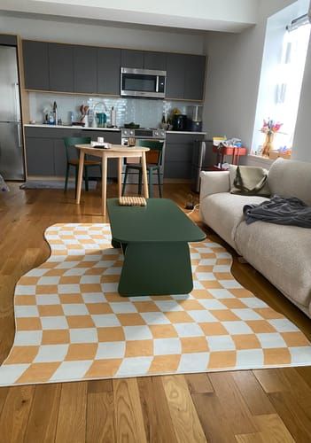 "Soft and nice quality! The rug color is more yellow than the product pic which look orangish yellow, but we are ok with it." - Melissa R. Checkered Rug, Colorful Rugs, Rug, Yellow, Color