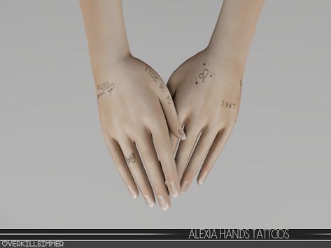 Alexia hands tattoos | Overkill Simmer on Patreon Sims 4 Cc Hand Tattoos, Cc Face, Support Tattoo, Mods Sims 4, Sims 4 Tattoos, Sims 4 Piercings, The Sims 4 Skin, Pelo Sims, Handpoke Tattoo