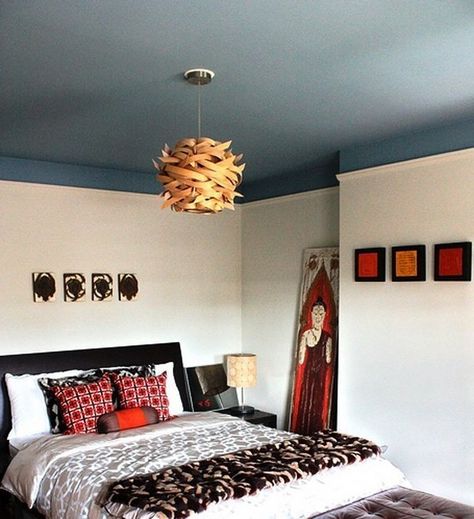 dark ceiling Dark Painted Ceiling, Dark Ceiling, Grey Ceiling, Blue Ceilings, Colored Ceiling, Bedroom Ceiling, Painted Ceiling, The Ceiling, Bed Room