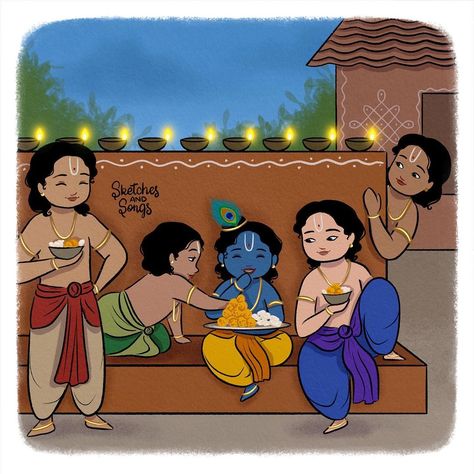 Cartoons Krishna, Happy Deepavali, Mom Drawing, Children Drawing, Friends Enjoying, Krishna Drawing, Shree Krishna Wallpapers, Boho Art Drawings, Little Krishna