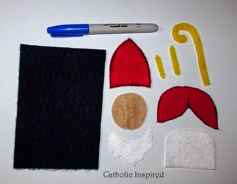 St. Nicholas Craft [Liturgical Ornament} ~ Catholic Inspired Felt Glue, St Nicholas Day, Catholic Education, Catholic Crafts, Saint Nicolas, St Nicolas, Sharpie Marker, Gnome Ornaments, St Nick