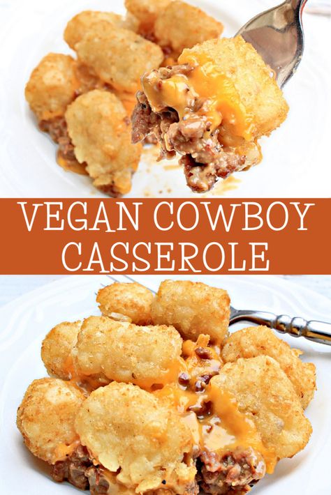 Vegan Casserole Recipes, Potatoes Dinner, Cowboy Casserole, Vegan Ground Beef, Vegan Casserole, Meat And Potatoes, Vegan Beef, Vegan Worcestershire Sauce, Vegan Cheddar