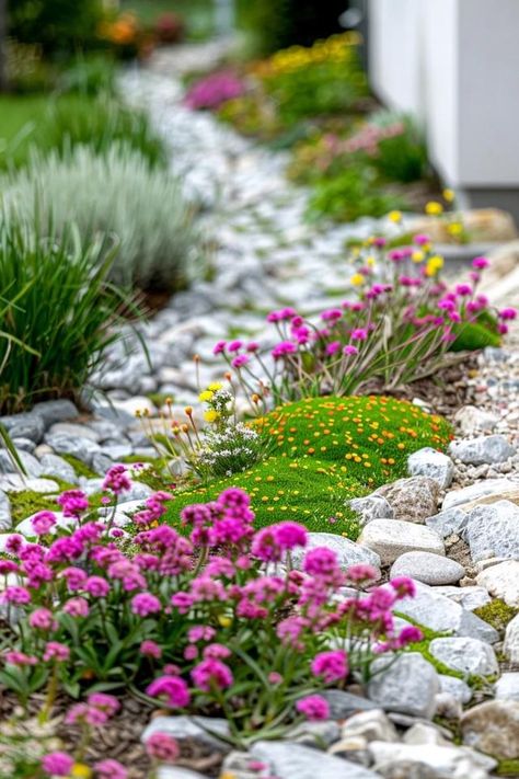 Creative Drainage Ditch Landscaping Ideas Ditch Gardening, Drainage Ditch Landscaping, Ditch Landscaping, Yard Drainage System, Creative Landscaping, Drainage Ditch, Deck Dining, Balcony Bar, Backyard Balcony