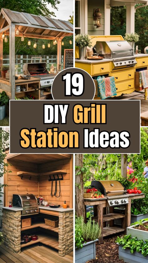 19 DIY Grill Station Ideas – The DIY Desire Outdoor Grill Area Diy, Grill Station Ideas, Diy Grill Station, Outdoor Cooking Station, Outdoor Grill Area, Outdoor Cooking Spaces, Outdoor Grill Station, Outdoor Island, Diy Grill