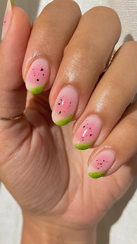 Watermelon Jelly Nails, Melon Nails, Lilly Core, Preppy Ideas, Watermelon Nail, Watermelon Nail Art, Reflective Nails, Food Nails, Best Press On Nails