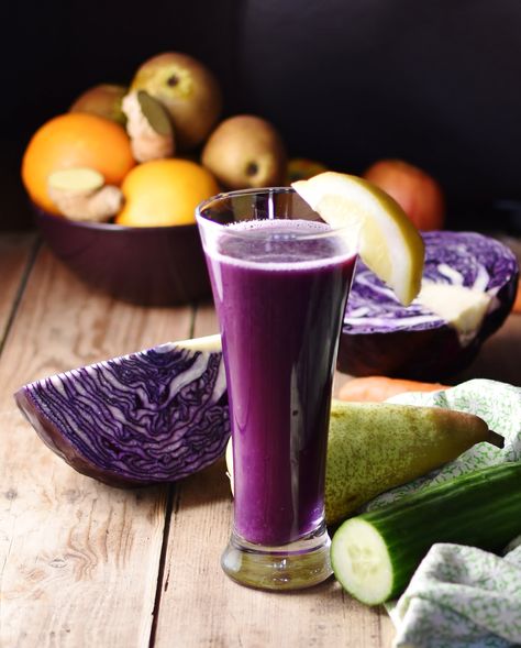 Making red cabbage juice is an easy way of including more of this nutritious vegetable in your diet. When it comes to juicing red cabbage is quite adaptable and can be combined with a range of ingredients for a delicious and nutritious beverage. #redcabbage #cabbagejuice #juicing #juicingrecipes #juice #healthyjuices #healthyjuicerecipes #vegetablejuice #everydayhealthyrecipes Red Cabbage Juice, Red Cabbage With Apples, Pickled Red Cabbage, Red Cabbage Recipes, Cabbage Juice, Braised Red Cabbage, Red Cabbage Slaw, Compote Recipe, Juice Smoothies Recipes