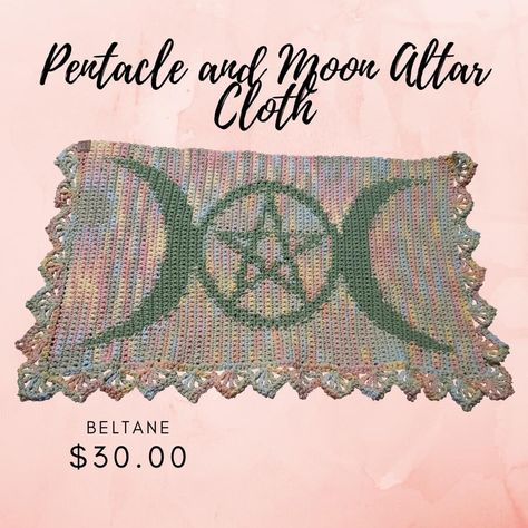 Satanic Crochet, Witchy Crochet Ideas, Witchcraft Crochet, Crochet Altar Cloth, Healing Crafts, Chain Gang, Market Ideas, Baby Witch, Altar Cloth