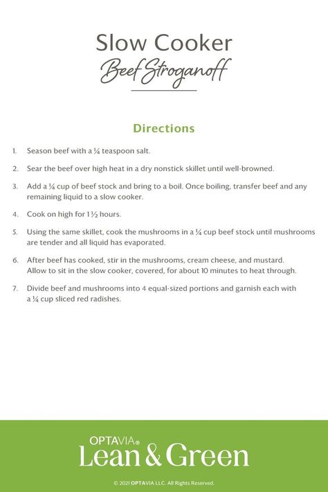 A healthier take on a comfort-food favorite, our Slow Cooker Beef Stroganoff features tender strips of beef and fresh mushrooms slow cooked in a flavorful stock with thinly sliced radishes as a garnish. Developed by The Culinary Institute of America, this NEW Lean & Green recipe makes 4 servings (1 lean, 3 green, 3 condiments per serving). Food Routine, Cauliflower Grilled Cheese, Cauliflower Tabbouleh, Basil Aioli, Vegetable Frittata, Food Meaning, Culinary Institute Of America, Aioli Sauce, Optavia Recipes