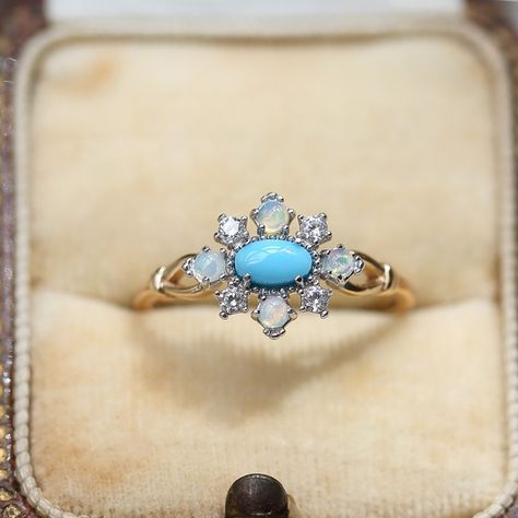 Rhombus Turquoise Natural Opal Opal Ring 925 Silver Sky Blue Topaz Ring, Shape Geometric, Style Japanese, Style Japonais, Sky Blue Topaz, No 8, Opal Ring, Blue Topaz Ring, Ring Size Guide