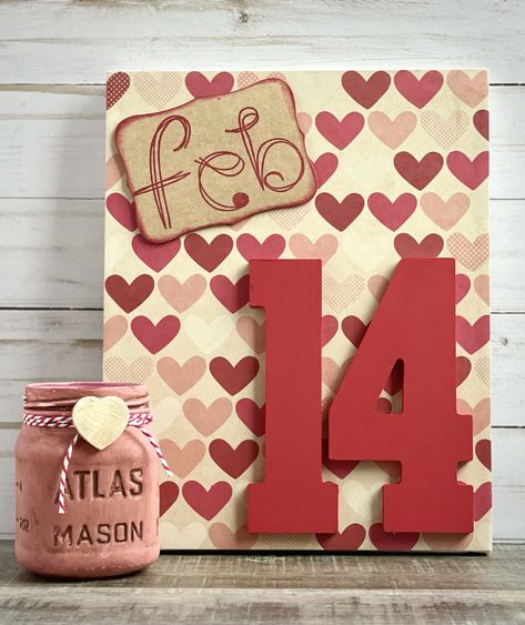 Diy Valentines Canvas Art, Diy Valentines Decorations Homemade, Valentine Canvas Ideas, Valentine Canvas, Canvas Valentines Day Ideas, Valentine’s Day Canvas, Valentine Diy Decor, Valentine’s Day Signs Diy, Valentine’s Day Painting On Canvas