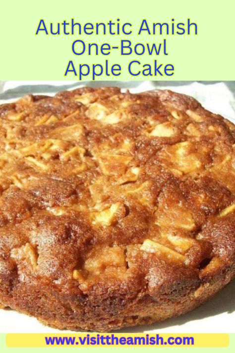 Apple Cake (Pinterest Pin) Amish Sugar Cakes, Amish Apple Cake, Amish Friendship Cake, One Bowl Apple Cake Recipe, One Bowl Apple Cake, Best Amish Recipes, Apple Cake Recipe Easy, Cake Pinterest, Apple Pie Cake