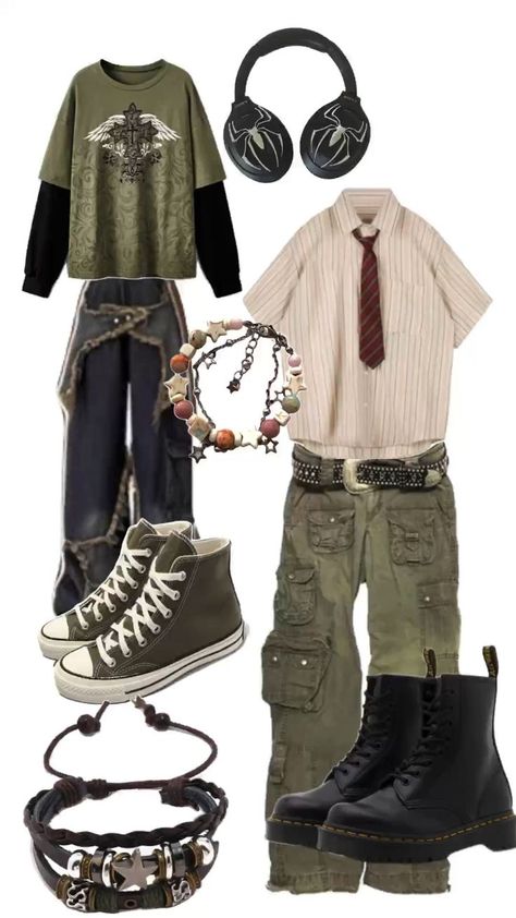 Grunge Core Outfits Men, Casual Goblincore Outfits, Grungecore Outfits Men, Goblin Grunge Outfits, Outfit Inspo Alt Masc, Folk Punk Aesthetic Outfit, Masculine Goblincore Outfits, Crowcore Outfit Men, Small Town Outfit Aesthetic