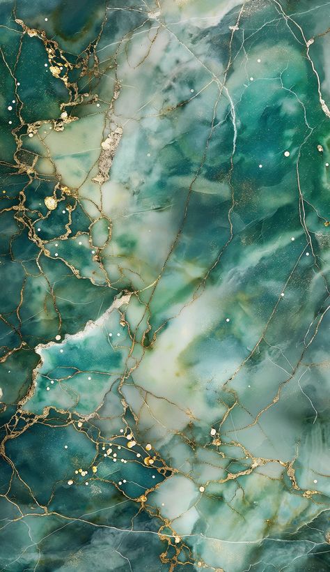 A high-resolution images of marble texture with mostly green and turquoise and small white and intertwined veins of gold. The design should emulate a close-up view of a luxurious marble surface, showcasing the sparkling metallic veins and the depth of the white stone --v 6  --stylize 50 Marble With Green Veins, Green Marble Texture, Turquoise Marble, Green Veins, Loft Kitchen, Green And Turquoise, Marble Columns, Girly Acrylic Nails, Marble Surface