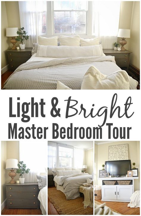 Light & bright master bedroom - lovely inspiration on how to create a light & bright bedroom in your home! Long Dressers, Bright Bedroom, Brighter Bedroom, Liz Marie, Liz Marie Blog, Home Decor Blog, Bedroom Light, Rental Decorating, Light Bright