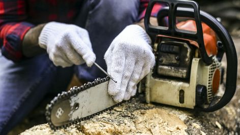 The Common Chainsaw Sharpening Mistake To Avoid At All Costs - House Digest Chainsaw Sharpening, Chainsaw Repair, Mini Chainsaw, Chainsaw Chain, Teeth Shape, Cleaning Wood, Old Hands, Exclusive Home, The Common