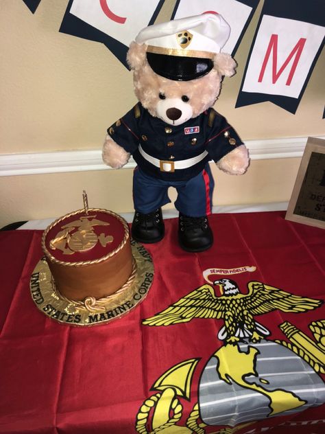 Marines Welcome Home Party, Marine Corps Decorations Party, Welcome Home Marine Party, Marine Welcome Home Party, Boot Camp Graduation Party, Welcome Home Marine, Marine Birthday, Graduation Basket, Marine Graduation