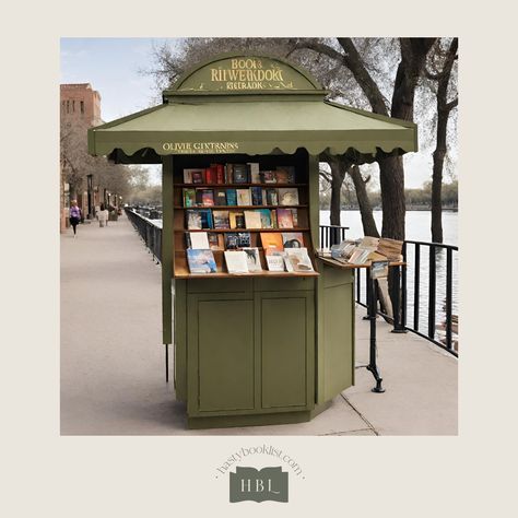 Hasty Book List as a…Book Kiosk on a Riverwalk | An AI-Generated Image Art Pop Up Shop, Book Kiosk, Mobile Kiosk, News Stand, Book Subscription Box, Romantic Dance, Writing Retreat, Book Cart, Book Subscription