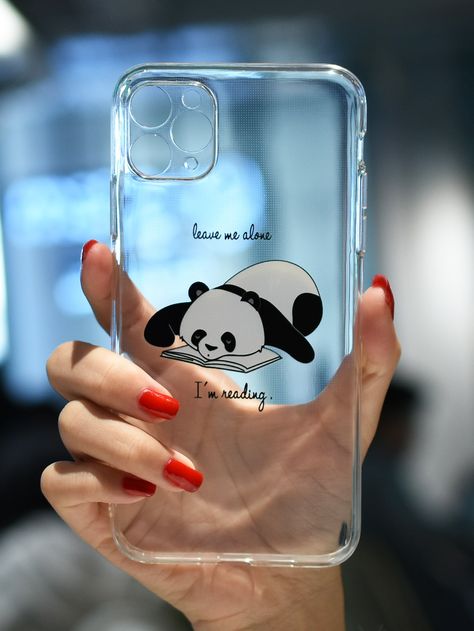 Clear  Collar  TPU Cartoon Phone Cases Embellished   Phone/Pad Accessories Panda Phone Cover, Cartoon Phone Cases, Baby Handprint Crafts, Artsy Phone Cases, Panda Graphic, Phone Case Diy Paint, Baby Handprint, Diy Birthday Gifts For Friends, Girly Phone Cases