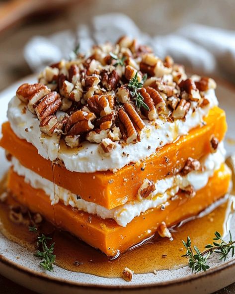 Indulge in the comforting flavors of Honey-Pecan Sweet Potato Goat Cheese Delight. Perfectly roasted sweet potatoes topped with cheese & honey! Sweet Potatoes And Goat Cheese, Sweet Potato And Goat Cheese Recipes, Goat Cheese Potatoes, Sweet Potato Goat Cheese Recipes, Goat Cheese Sweet Potato, Sweet Potato Goat Cheese, Heavenly Dessert Recipe, Cheesecake Cupcakes Recipe, Banana Walnut Cake