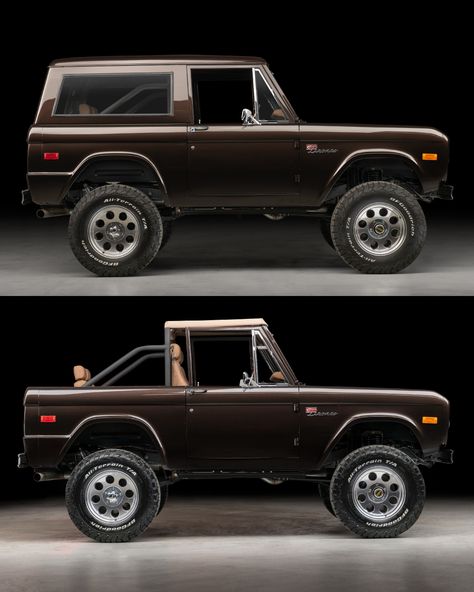 Top on or top off? 1971 Metallic Brown Bronco built by Velocity. #builtbyvelocity #fordbronco #custombronco #fordbroncos #classicbronco #vintagebronco #bronconation #fordbroncodaily #earlybroncodrivers #broncolife #bronco #classicsfeature #hamptons #california #30A #nashville #thefordera #LA #classiccars #austintx #earlybronco #carporn #classiccars #carphotography #drivetastefully #fordtuff #fordtrucks #scottsdale #classicsfeature 1970s Bronco, Brown Bronco, Ford Bronco Truck, Old Bronco, Bronco Truck, Early Bronco, Classic Bronco, Classic Ford Broncos, Green Tractors