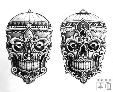 Tibetan Skull Tattoo, Skull Tattoo Meaning, Kapala Skull, Tibetan Skull, Traditional Japanese Tattoo Flash, Tibetan Tattoo, John Q, Skull Rose Tattoos, Japan Tattoo Design