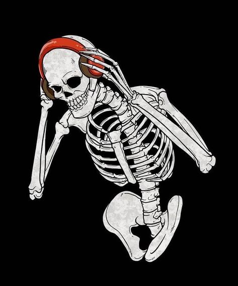 Skelton Wallpers Black, Skull Spotify Cover, Skeleton With Headphones Tattoo, Skeleton Wallpaper Laptop, Skeleton With Headphones, Skeleton Listening To Music, Skeleton Pfp, Music Skeleton, Skeleton Music