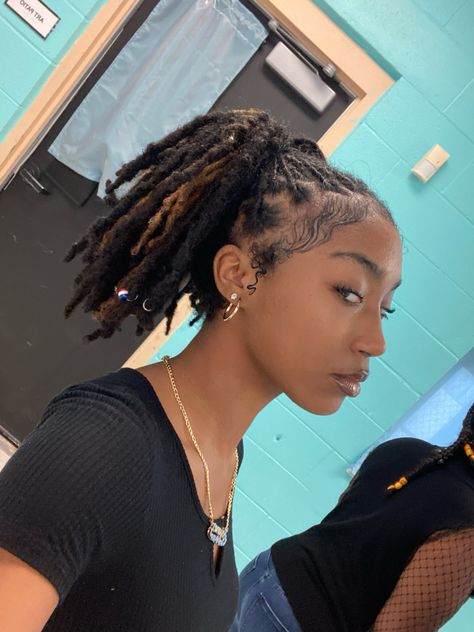 Small Locs On Thick Hair, Small Medium Locs Black Women, Stater Locs Black Women, Small Traditional Locs Women, Short Interlocked Locs, Dreadlock Style, Loc Hairstyles, Curly Hair Styles Easy, Short Locs Hairstyles