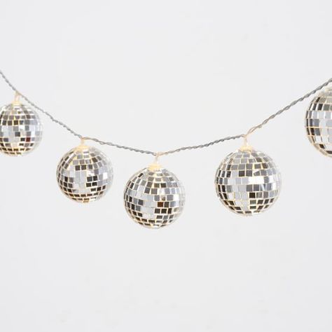 Disco Ball String Lights Disco Ball String Lights, Holiday Wedding Decor, Disco Mirror, Battery Powered Fairy Lights, Disco Ball Light, Disco Decorations, Ball Aesthetic, String Ball Lights, Ball Lamps