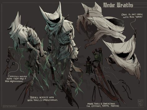 🏳️‍🌈Py в X: «The medic wraiths - for my portfolio. This was one of my favorite designs from last year, so I thought they ought to have a proper reference! They come from a LotR AU my friends and I play with, but I'll probably port them to my personal setting. I like them too much not to! https://t.co/Zk1wchYOKc» / X 다크 판타지, Monster Concept Art, Dungeons And Dragons Homebrew, Fantasy Creatures Art, Fantasy Monster, Creature Feature, Mythical Creatures Art, My Portfolio, Creature Concept Art