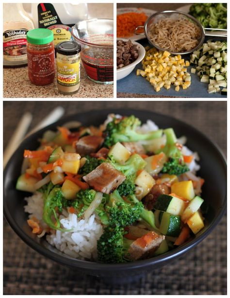 Pork-Rumbi-Rice-Bowl-Collage-Barbara-Bakes Teriyaki Pork Loin, Pork Teriyaki, Barbecue Pork Tenderloin, Teriyaki Rice Bowl, Easy Coconut Rice, Stir Fried Veggies, Teriyaki Rice, Fried Veggies, Teriyaki Pork