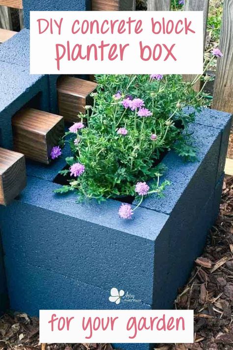 Make a stunning DIY concrete block planter box to add focal points to your garden or patio. This easy project will add a ton of curb appeal to your backyard. A great idea for using concrete blocks! Save money buying large concrete planters and make one using concrete building blocks. Perfect for making beautiful garden and patio accents for cheap! #artsyprettyplants #patioideas #gardendecor #outdoordecor #planterideas #outdoorfurniture #porchdecor #gardendesign #cinderblocks Concrete Building Blocks, Concrete Planter Boxes, Large Concrete Planters, Diy Cement Planters, Cinder Block Garden, Planter Project, Diy Concrete Planters, Diy Planter Box, Concrete Block