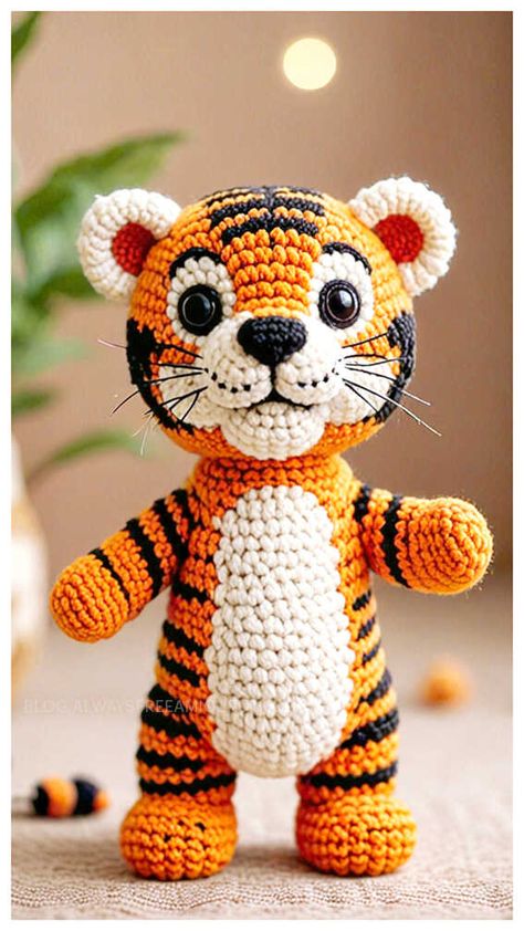 Tiger Cub Amigurumi Crochet Free Pattern Crochet Batman, Tiger Crochet, Amigurumi Tiger, Amigurumi Crochet Free Pattern, Crochet Tiger, Amigurumi Elephant, Cute Tigers, Crochet Amigurumi Free Patterns, Crochet Bebe