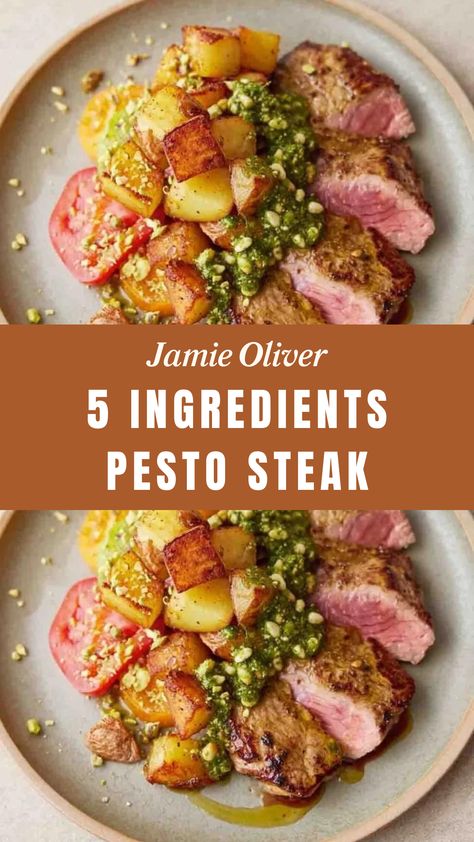 Jamie Oliver 5 Ingredients Pesto Steak 5 Ingredient Recipes Jamie Oliver, Jamie Oliver Recipes 5 Ingredients, Jamie Oliver 5 Ingredients Recipes, Pesto Steak, Jamie Oliver 5 Ingredients, Green Pesto, Sirloin Steak, Jamie Oliver Recipes, 5 Ingredient Recipes